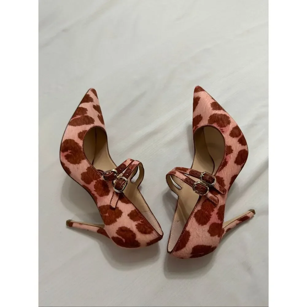 Kate Spade Pink Red Leopard Print Calf Hair NWB Women’s Size 6.5 6 1/2